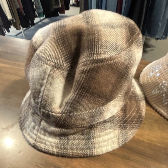 3 Bucket Hat Bundle Blue Beige Brown Plaid Butterfly L/XL - Picture 6 of 14